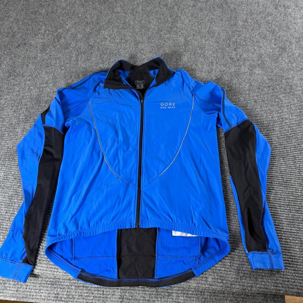 Gore Bike Wear Mens XL Blue Black Long Sleeve Full Zip Cycling Jersey STPOWE